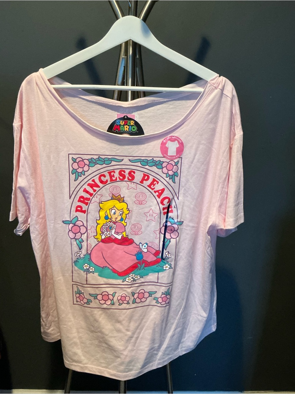 Nintendo Princess Peach Pink Graphic Off The Shoulder Top